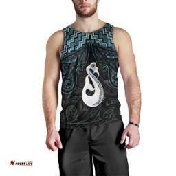 New Zealand Maori Men Tank Top Poutama Manaia Turquoise Paua Shell LT05