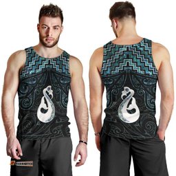New Zealand Maori Men Tank Top Poutama Manaia Turquoise Paua Shell LT05