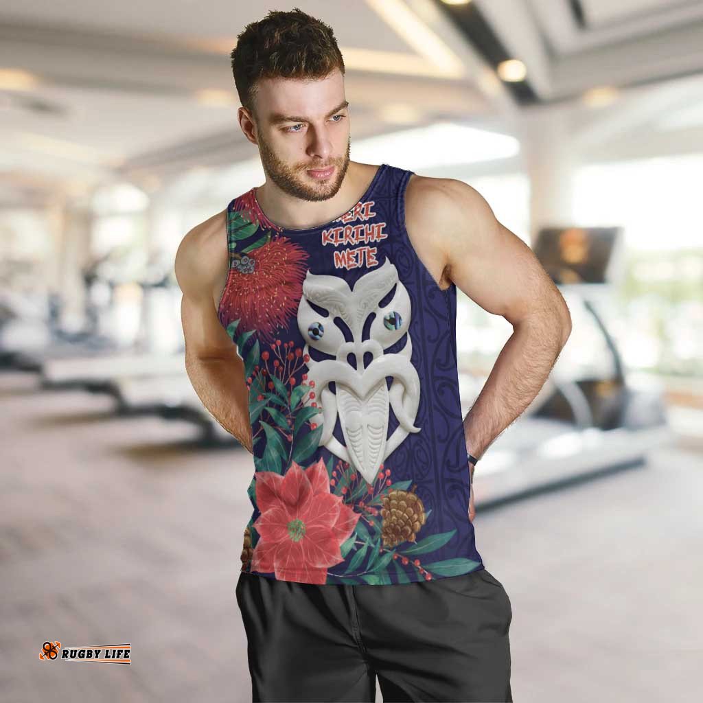 Maori Wheku Meri Kirihimete Personalised Men Tank Top All Blue Indigenous Maori Motif LT9