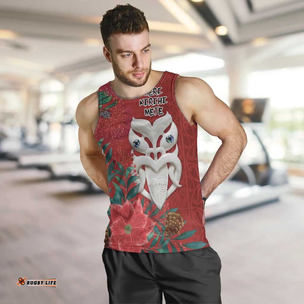 Maori Wheku Meri Kirihimete Personalised Men Tank Top All Red Indigenous Maori Motif LT9