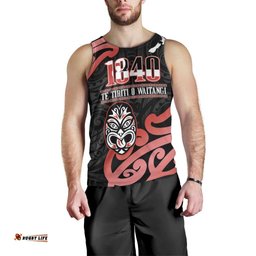 New Zealand 1840 Waitangi Day Men Tank Top Aotearoa Haka Mask - Red Version LT14