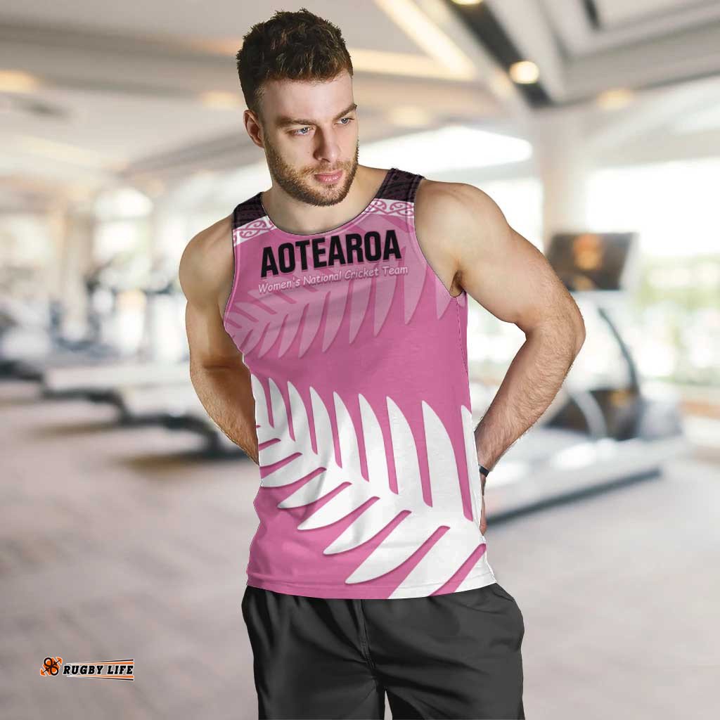 Custom New Zealand Aotearoa Cricket Men Tank Top Go White Silver Fern LT14