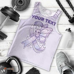 Personalised Epilepsy Awareness Alphabet Men Tank Top Purple Ribbon Butterfly Cute Style DT05