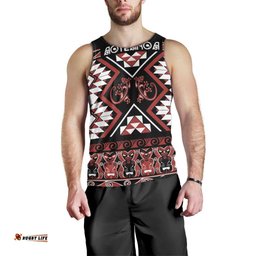 Personalised Aotearoa Waitangi Men Tank Top Taniko Motifs - Mania Gecko LT7
