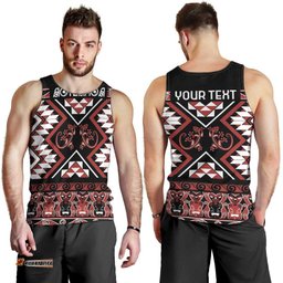 Personalised Aotearoa Waitangi Men Tank Top Taniko Motifs - Mania Gecko LT7