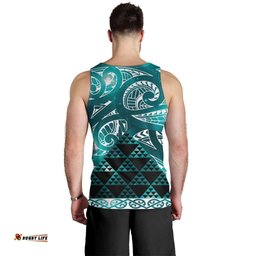 Matariki New Zealand Men Tank Top NZ Niho Taniwha Maori New Year Cyan Galaxy LT14