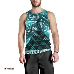 Matariki New Zealand Men Tank Top NZ Niho Taniwha Maori New Year Cyan Galaxy LT14
