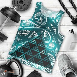 Matariki New Zealand Men Tank Top NZ Niho Taniwha Maori New Year Cyan Galaxy LT14
