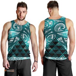 Matariki New Zealand Men Tank Top NZ Niho Taniwha Maori New Year Cyan Galaxy LT14