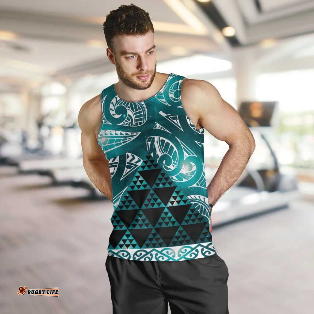 Matariki New Zealand Men Tank Top NZ Niho Taniwha Maori New Year Cyan Galaxy LT14