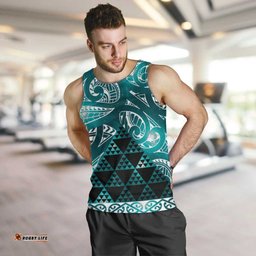 Matariki New Zealand Men Tank Top NZ Niho Taniwha Maori New Year Cyan Galaxy LT14
