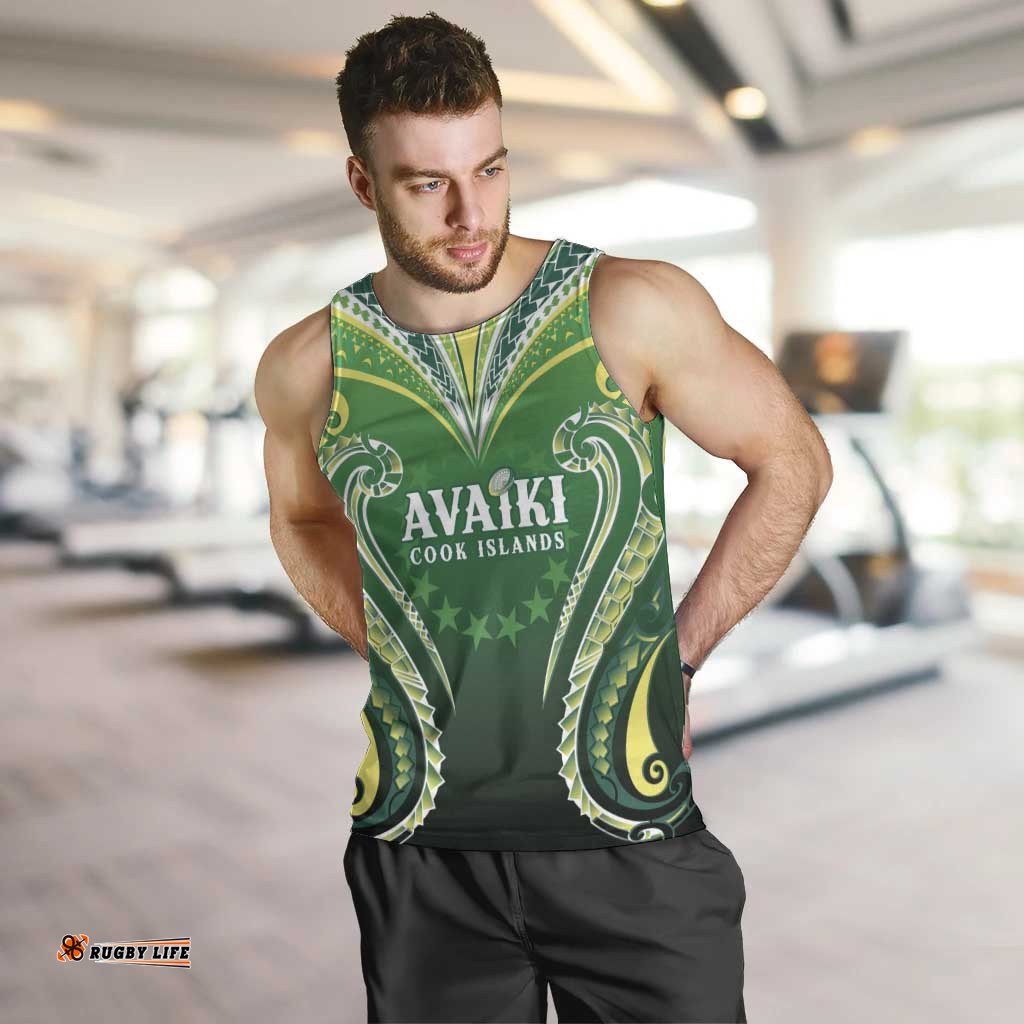 Custom Rugby Cook Islands Avaiki Men Tank Top Green Kuki Airani Tribal Maori Inspired LT9