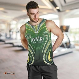 Custom Rugby Cook Islands Avaiki Men Tank Top Green Kuki Airani Tribal Maori Inspired LT9