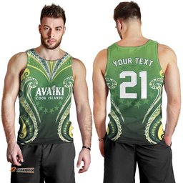 Custom Rugby Cook Islands Avaiki Men Tank Top Green Kuki Airani Tribal Maori Inspired LT9