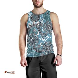 Personalised NAIDOC Week 50 Years Deadly Always Men Tank Top Teal Aboriginal Artwork Dot Painting LT9
