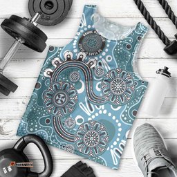 Personalised NAIDOC Week 50 Years Deadly Always Men Tank Top Teal Aboriginal Artwork Dot Painting LT9