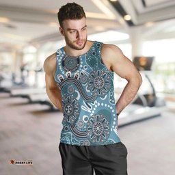 Personalised NAIDOC Week 50 Years Deadly Always Men Tank Top Teal Aboriginal Artwork Dot Painting LT9