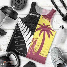 New Zealand and West Indies Cricket Custom Men Tank Top Black Cap Windies Together LT14