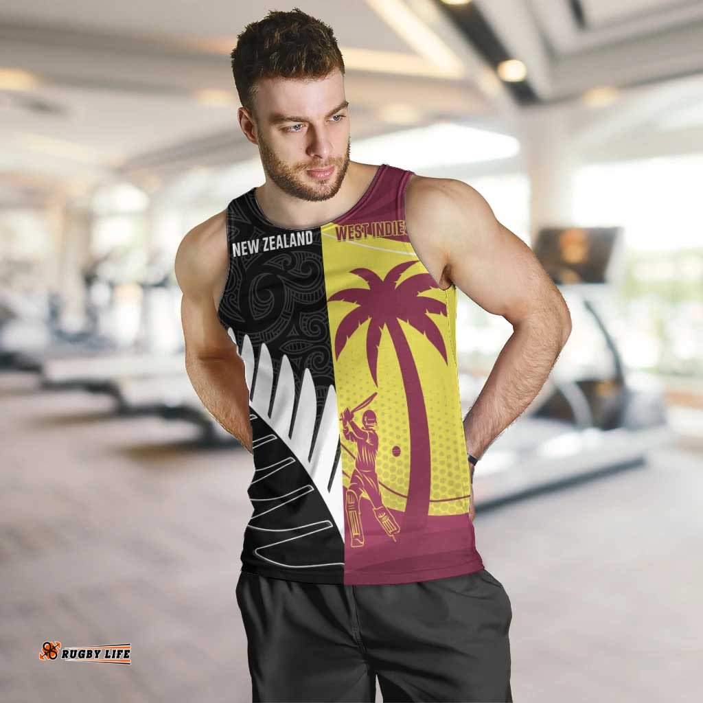 New Zealand and West Indies Cricket Custom Men Tank Top Black Cap Windies Together LT14