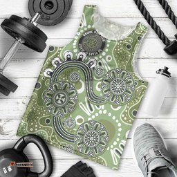 Personalised NAIDOC Week 50 Years Deadly Always Men Tank Top Green Aboriginal Artwork Dot Painting LT9