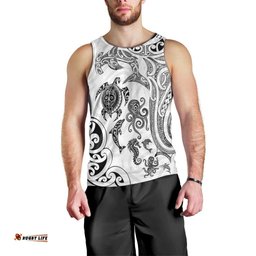 New Zealand Sea Animals with Maori Tribal Tattoo Men Tank Top White Color LT03