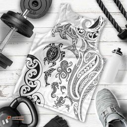 New Zealand Sea Animals with Maori Tribal Tattoo Men Tank Top White Color LT03
