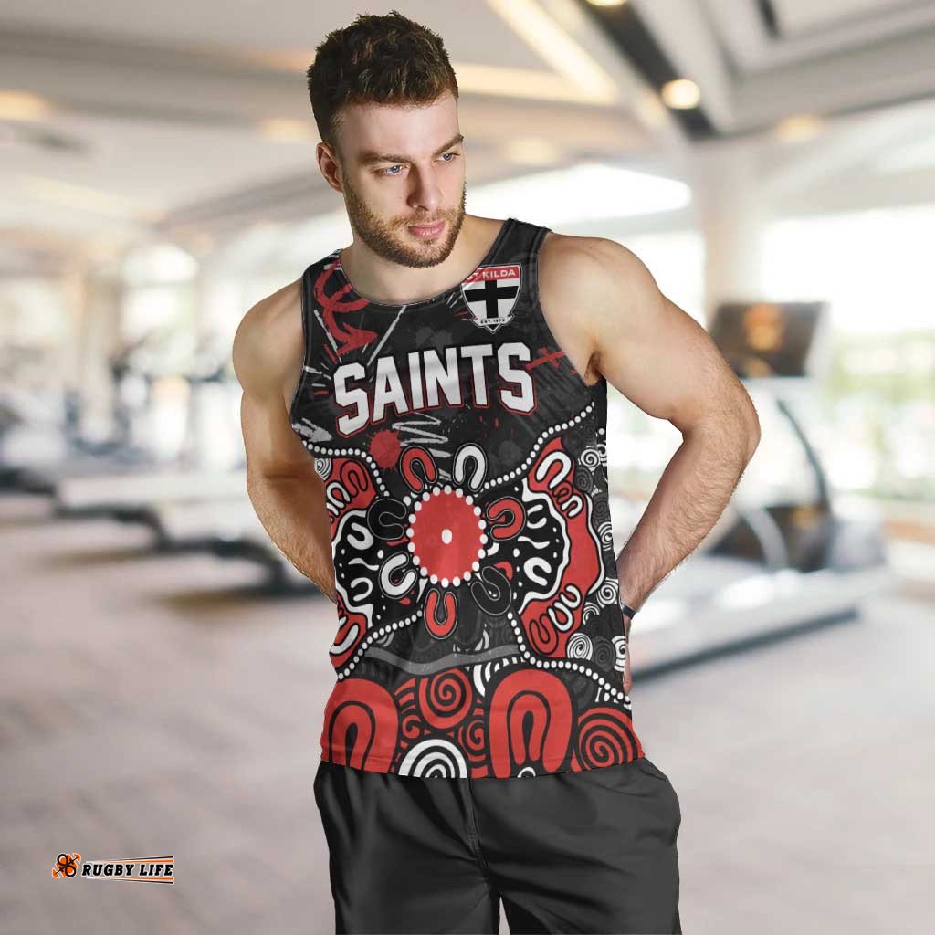 Personalized St Kilda Saints Men Tank Top Aboriginal Dot Painting Graffiti Style TS04