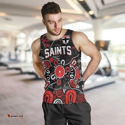 Personalized St Kilda Saints Men Tank Top Aboriginal Dot Painting Graffiti Style TS04