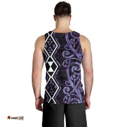 Purple Aotearoa Men Tank Top Taniko Motifs With Paua Shell Kowhaiwhai LT14