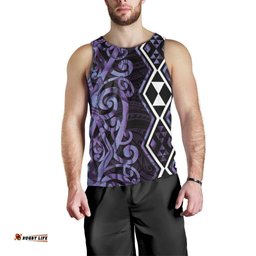 Purple Aotearoa Men Tank Top Taniko Motifs With Paua Shell Kowhaiwhai LT14