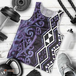 Purple Aotearoa Men Tank Top Taniko Motifs With Paua Shell Kowhaiwhai LT14