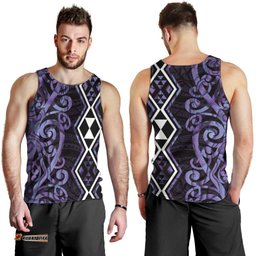 Purple Aotearoa Men Tank Top Taniko Motifs With Paua Shell Kowhaiwhai LT14
