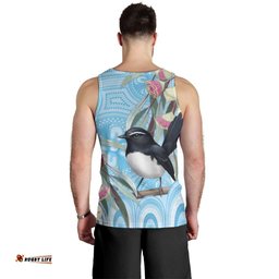Willie wagtail Australia Men Tank Top Eucalyptus Blossoms Aboriginal Art LT14