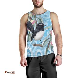 Willie wagtail Australia Men Tank Top Eucalyptus Blossoms Aboriginal Art LT14