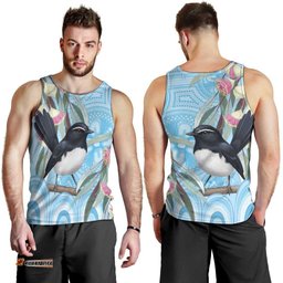 Willie wagtail Australia Men Tank Top Eucalyptus Blossoms Aboriginal Art LT14