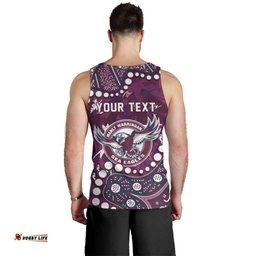 Personalized Manly Warringah Sea Eagles Men Tank Top Aboriginal Pattern with Graffiti Style Design TS04