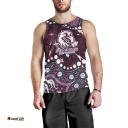 Personalized Manly Warringah Sea Eagles Men Tank Top Aboriginal Pattern with Graffiti Style Design TS04