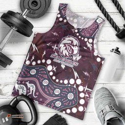 Personalized Manly Warringah Sea Eagles Men Tank Top Aboriginal Pattern with Graffiti Style Design TS04