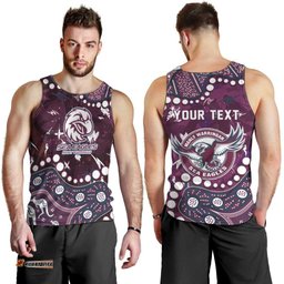 Personalized Manly Warringah Sea Eagles Men Tank Top Aboriginal Pattern with Graffiti Style Design TS04