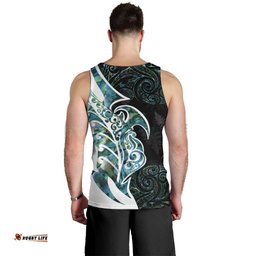 Proud Aotearoa Men Tank Top Maori Silver Fern Mix Paua Shell Pattern LT14