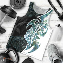 Proud Aotearoa Men Tank Top Maori Silver Fern Mix Paua Shell Pattern LT14