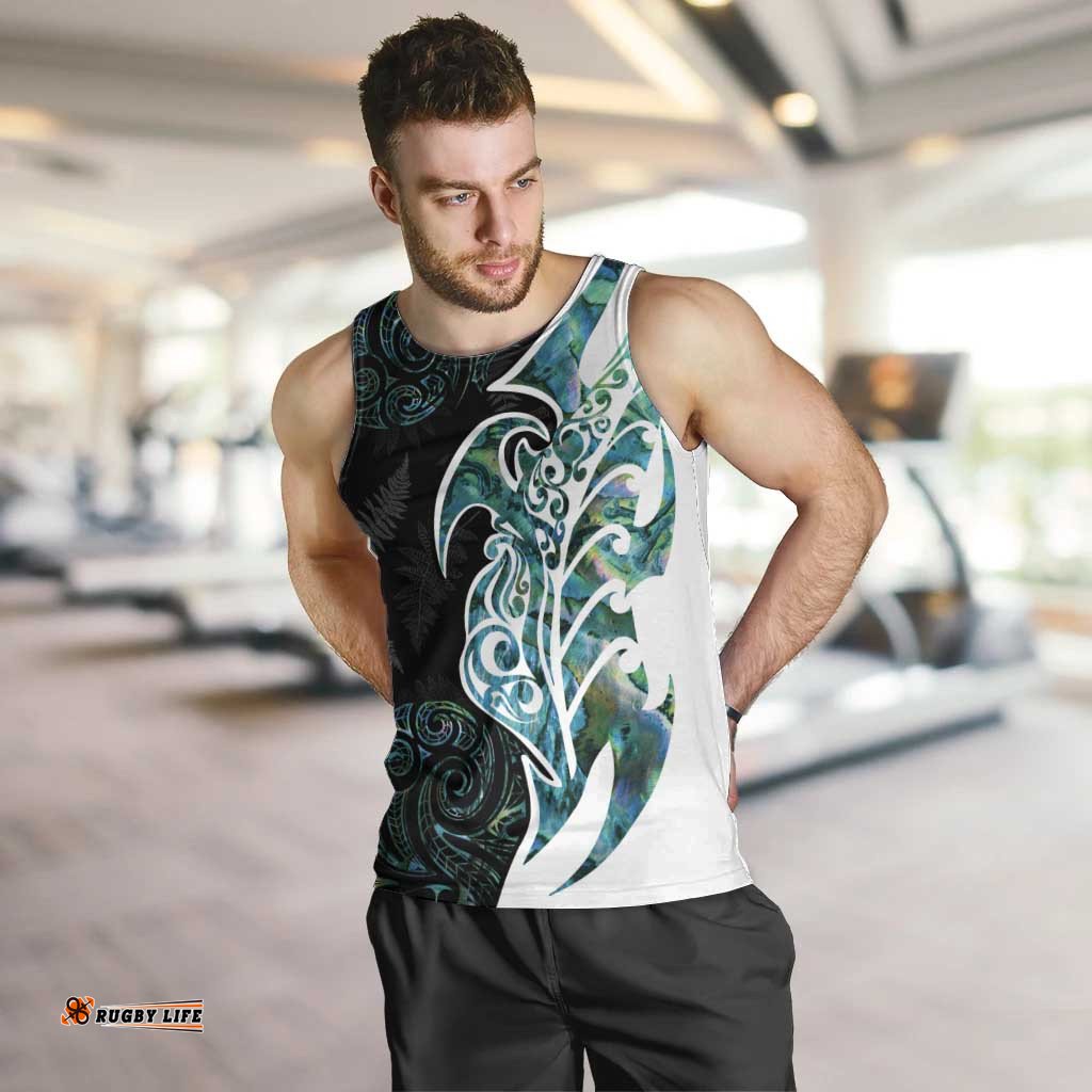 Proud Aotearoa Men Tank Top Maori Silver Fern Mix Paua Shell Pattern LT14