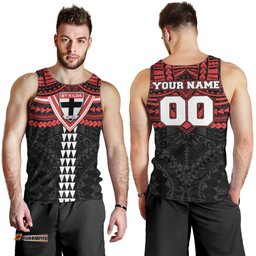 Personalized St Kilda Saints Men Tank Top Polynesian Tribal Pattern Heritage Football TS04