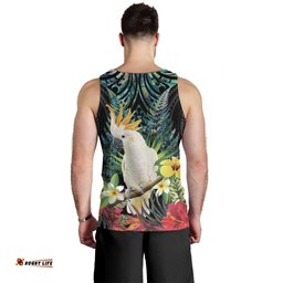 Sulphur-crested Cockatoo New Zealand Men Tank Top Paua Shell Aotearoa Maori Tropical Flowers LT14