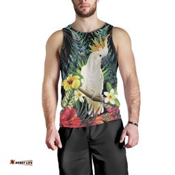 Sulphur-crested Cockatoo New Zealand Men Tank Top Paua Shell Aotearoa Maori Tropical Flowers LT14