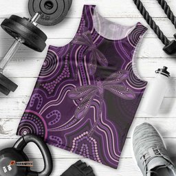 Purple Indigenous Dragonfly Australia Men Tank Top Aboriginal Art LT14