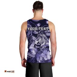 Personalised Maori Romantic Valentine Men Tank Top The Hongi Kiss Purple Galaxy DT05