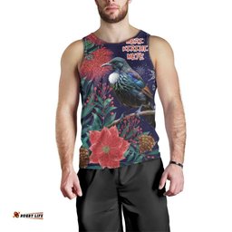 Tui Meri Kirihimete Personalised Men Tank Top Pohutukawa Flowers Blue Motif LT9