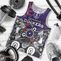 Personalized Fremantle Dockers Men Tank Top Aboriginal Dot Painting Graffiti Style TS04