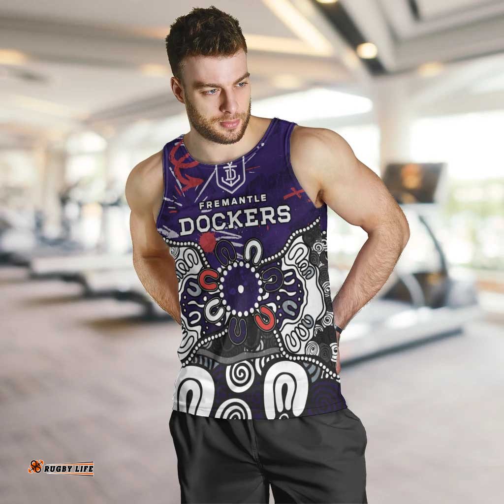 Personalized Fremantle Dockers Men Tank Top Aboriginal Dot Painting Graffiti Style TS04